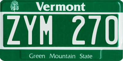 VT license plate ZYM270