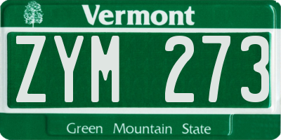 VT license plate ZYM273