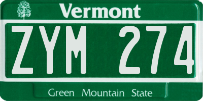 VT license plate ZYM274