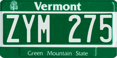 VT license plate ZYM275