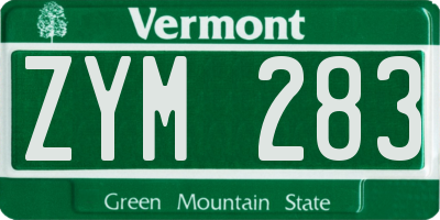 VT license plate ZYM283