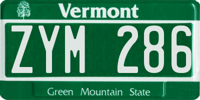 VT license plate ZYM286