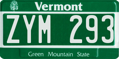 VT license plate ZYM293