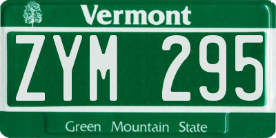 VT license plate ZYM295