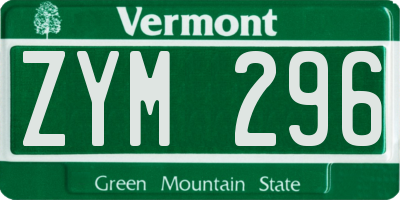 VT license plate ZYM296