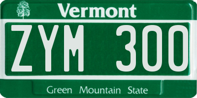 VT license plate ZYM300