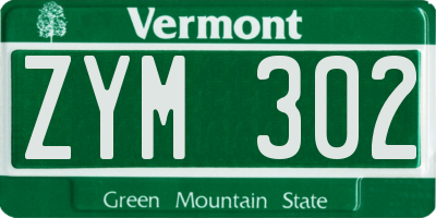 VT license plate ZYM302