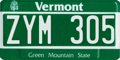 VT license plate ZYM305