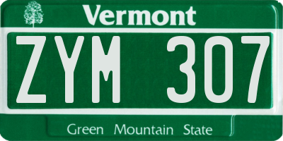 VT license plate ZYM307