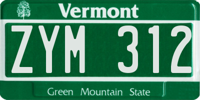 VT license plate ZYM312