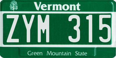 VT license plate ZYM315
