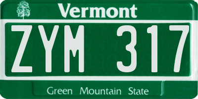 VT license plate ZYM317