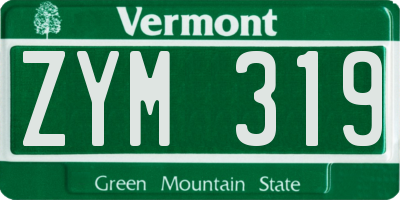 VT license plate ZYM319