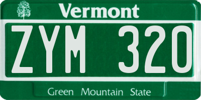 VT license plate ZYM320