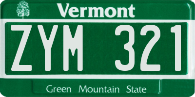 VT license plate ZYM321