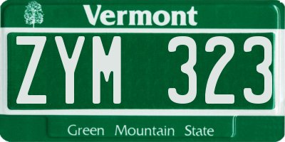 VT license plate ZYM323