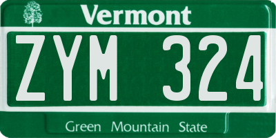 VT license plate ZYM324