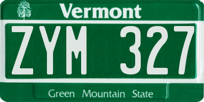 VT license plate ZYM327