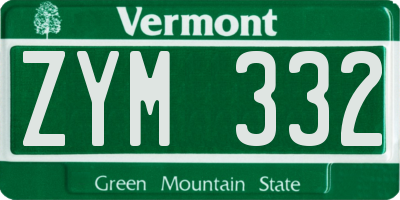 VT license plate ZYM332