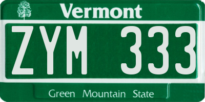 VT license plate ZYM333