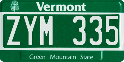 VT license plate ZYM335