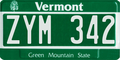 VT license plate ZYM342