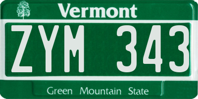 VT license plate ZYM343