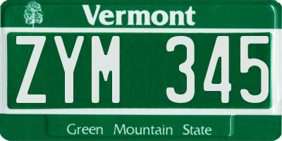 VT license plate ZYM345