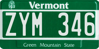 VT license plate ZYM346