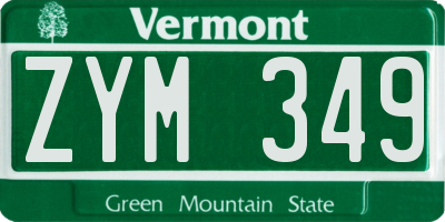 VT license plate ZYM349