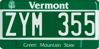VT license plate ZYM355