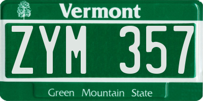VT license plate ZYM357