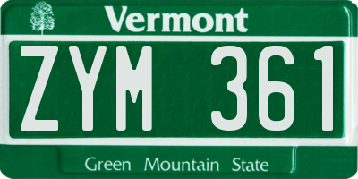 VT license plate ZYM361