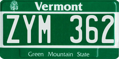 VT license plate ZYM362