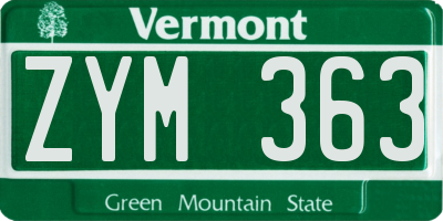 VT license plate ZYM363