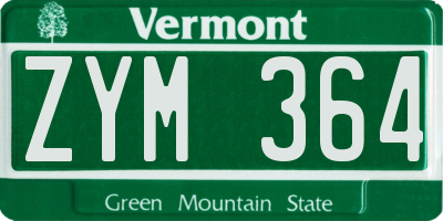 VT license plate ZYM364