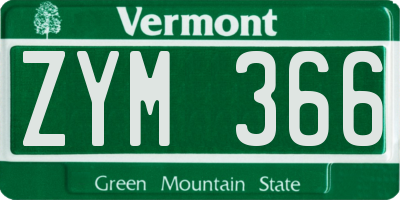 VT license plate ZYM366
