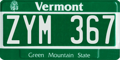 VT license plate ZYM367