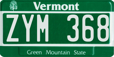 VT license plate ZYM368