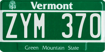 VT license plate ZYM370