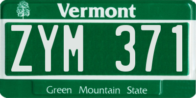 VT license plate ZYM371