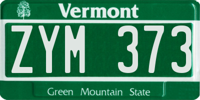 VT license plate ZYM373