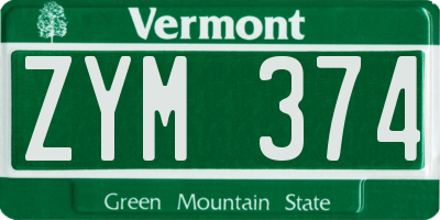 VT license plate ZYM374