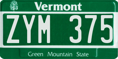 VT license plate ZYM375