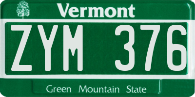 VT license plate ZYM376