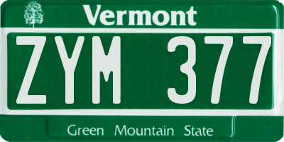 VT license plate ZYM377