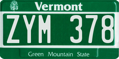 VT license plate ZYM378