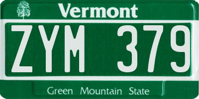 VT license plate ZYM379