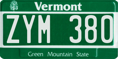 VT license plate ZYM380