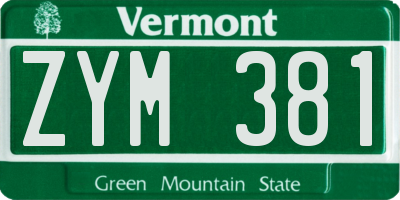 VT license plate ZYM381